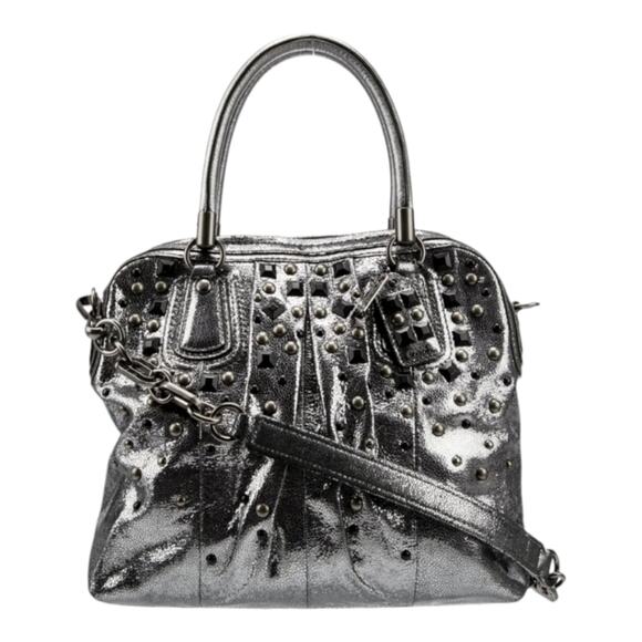 COACH Limited ED KRISTIN‎ GRAY METALLIC SILVER GUNMETAL NUBUCK SUEDE BAG Purse - Picture 1 of 16